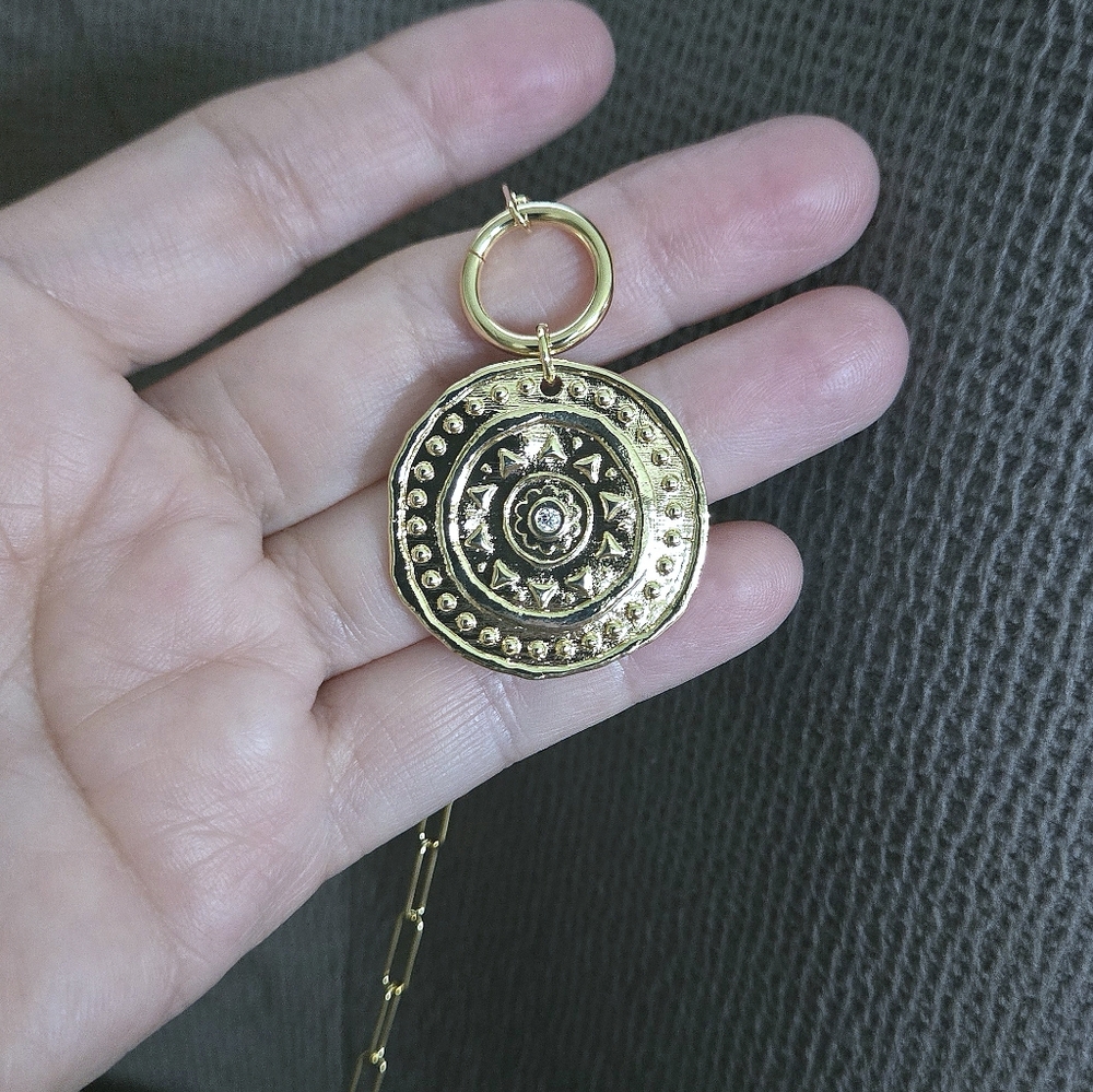 Mia Fiore Gold💛 Aztec🦅🐍🌵 Medallion🏅 Chain⛓️ Necklace - NWT - Picture 9 of 16